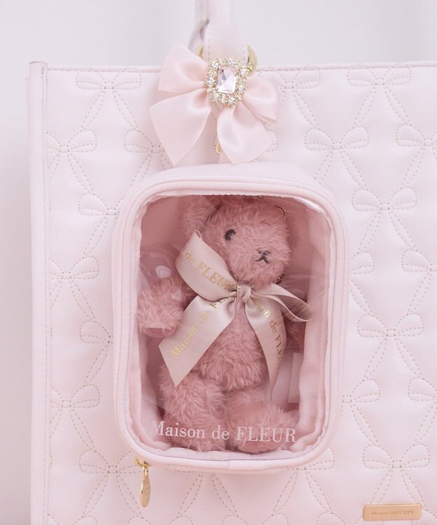Maison de FLEUR ビジューリボンクリアポーチS Pink