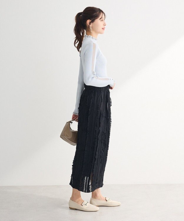 Green Parks ・ｓｗｉｎｇ　ｂｙ　シフォンフリルリブハイネック Gray