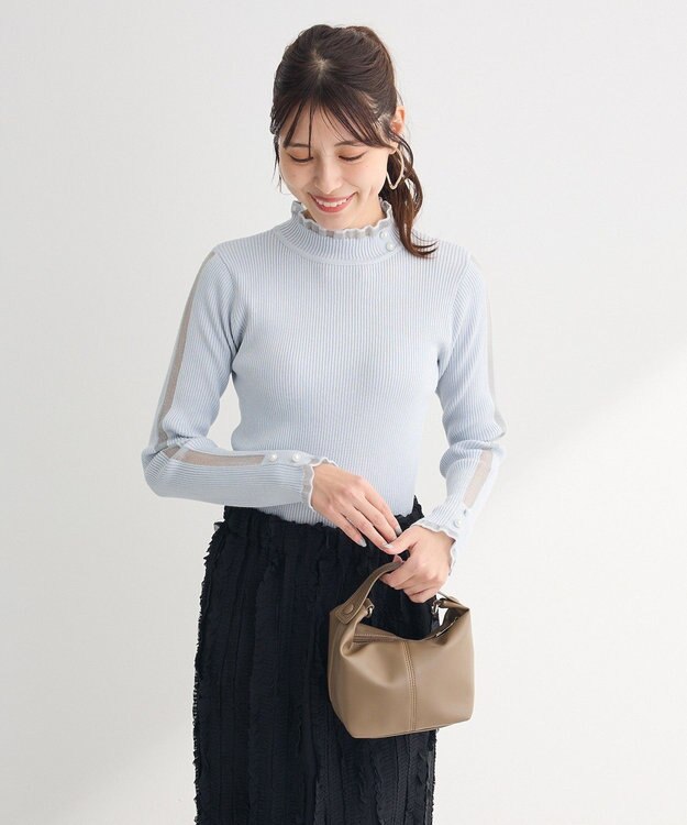 Green Parks ・ｓｗｉｎｇ　ｂｙ　シフォンフリルリブハイネック Gray