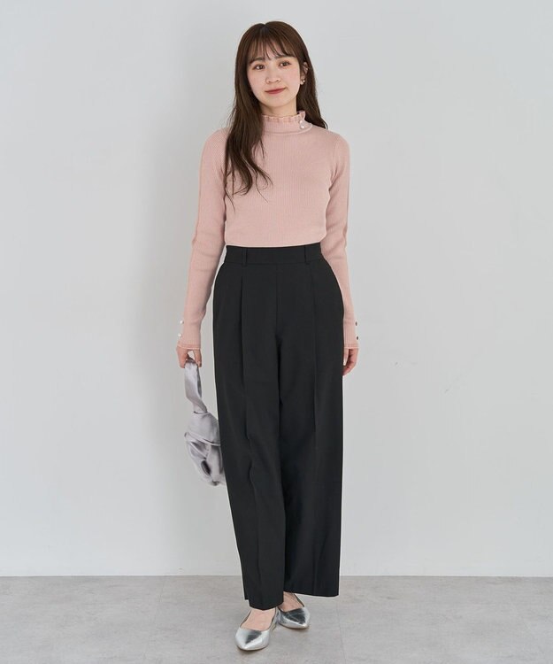 Green Parks ・ｓｗｉｎｇ　ｂｙ　シフォンフリルリブハイネック Pink