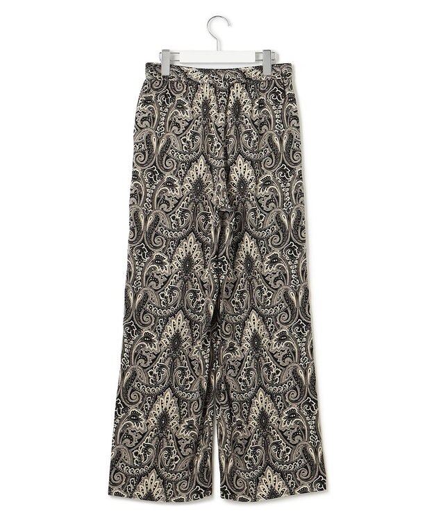 23区 【洗える】フレンチペイズリーサテン ワイドパンツ ブラック系5