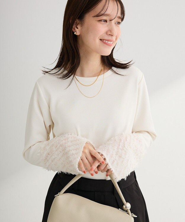 Green Parks 袖フェザードッキングプルオーバー Ecru