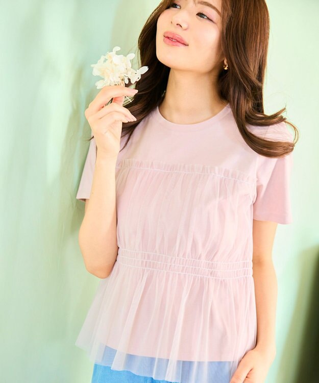 Feroux チュールコンビカットソー ピンク系