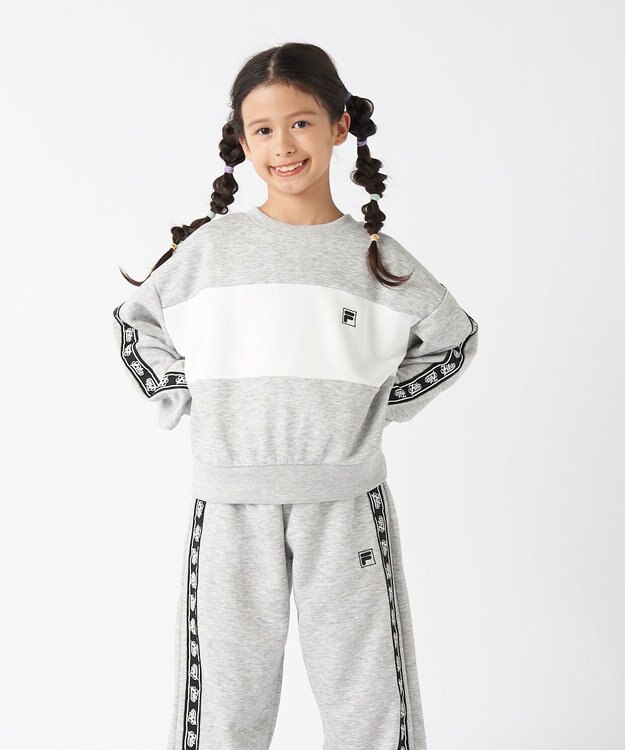 OP／FILA 【FILA】モノクロカラークルーネックスウェット/キッズ 杢グレー