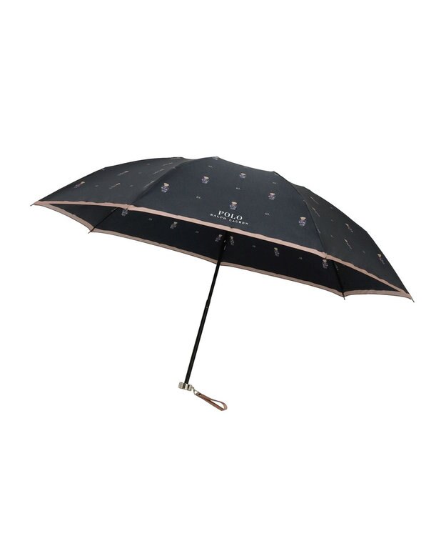 MOONBAT POLO RALPH LAUREN （ポロ ラルフローレン）折りたたみ傘 FLAG BEAR ポロベア ドット 大きめ55cm ブラック