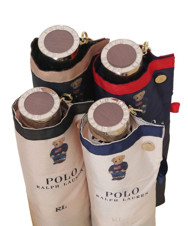 MOONBAT POLO RALPH LAUREN （ポロ ラルフローレン）折りたたみ傘 FLAG BEAR ポロベア ドット 大きめ55cm ブラック