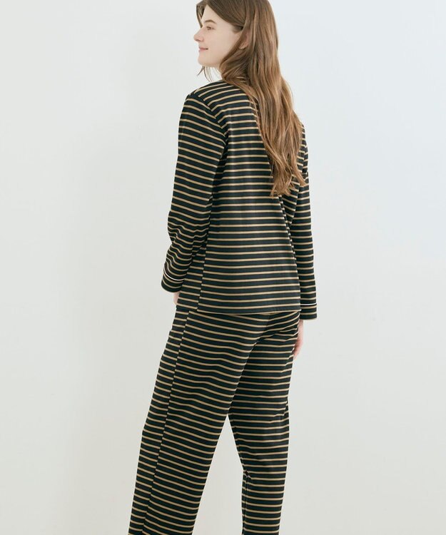 une nana cool 【綿混】ポンチボーダーパジャマ ブラウン