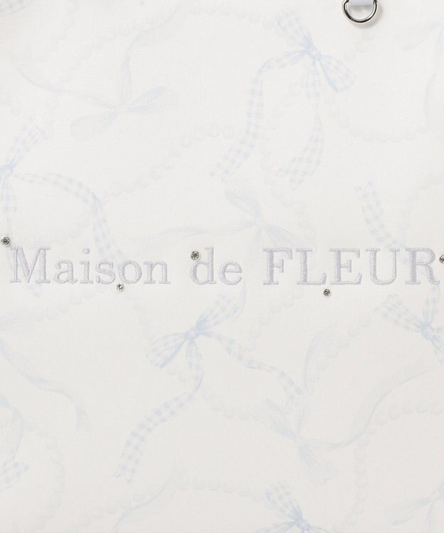 Maison de FLEUR リボンパールプリントマルチポケットトートバッグ Blue