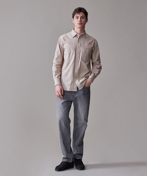 J.PRESS MEN 【洗える】コットンダンガリー シャツ / レギュラー ベージュ系