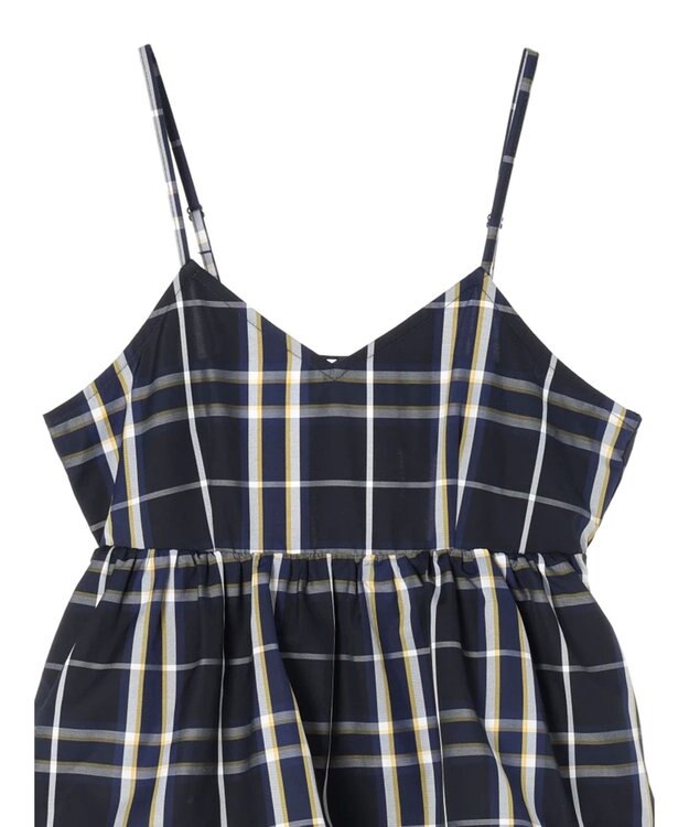 Green Parks ・ＳＵＧＡＲ　ＳＰＯＯＮ　チェックラッフルキャミワンピース Navy