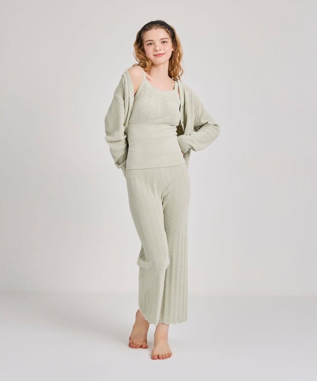 une nana cool とろみ素材がここちよいハラマキ付きロングボトム　ｍｏｉ　ｒｏｏｍ（モアルーム） オリーブ