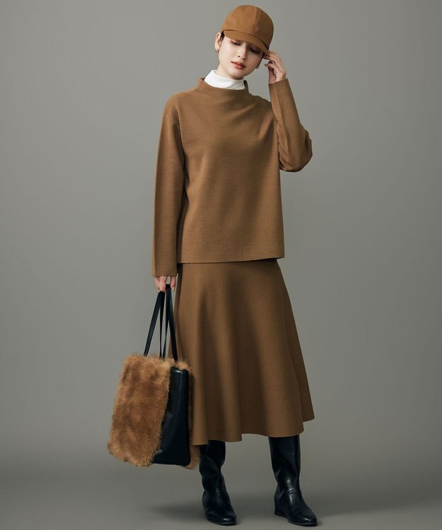 自由区 【セットアップ対応】ウールミラノボトルネック ニット モカ