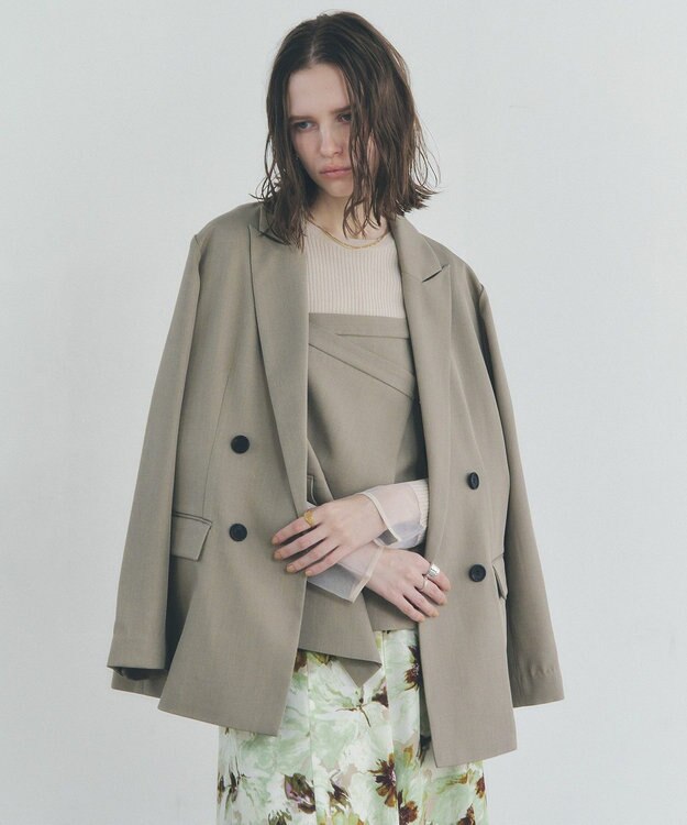 YECCA VECCA ロングテーラードジャケット Gray Beige