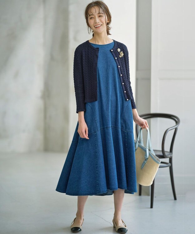 組曲 S 【WEB限定】 アメスリ デニムワンピース ユーズドブルー系