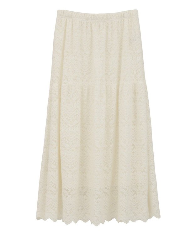 Green Parks 起毛レースティアードスカート Off White