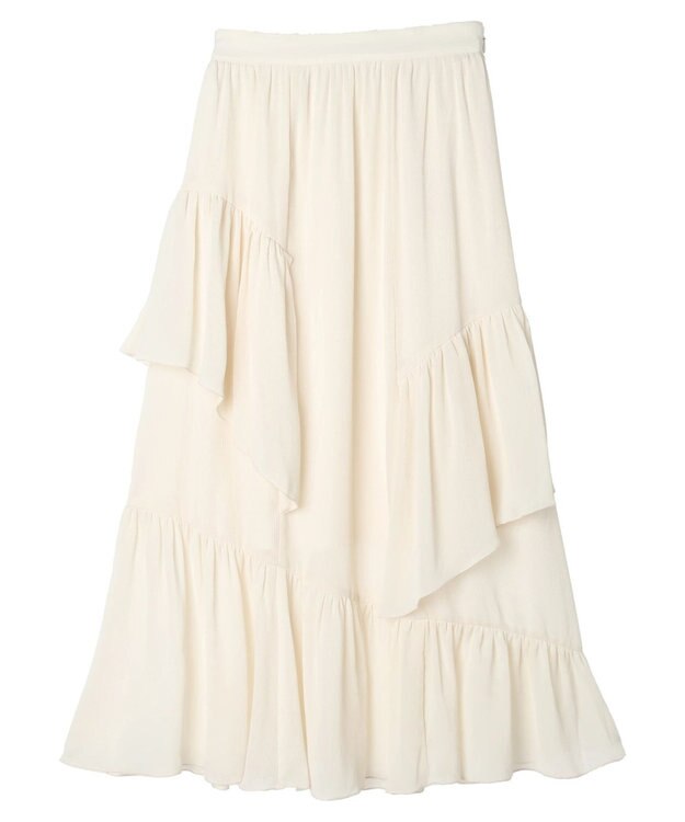 earth music&ecology シアー楊柳アシメティアードスカート Off White
