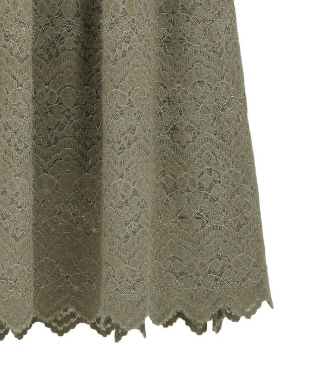 Green Parks 起毛レースティアードスカート Gray Beige