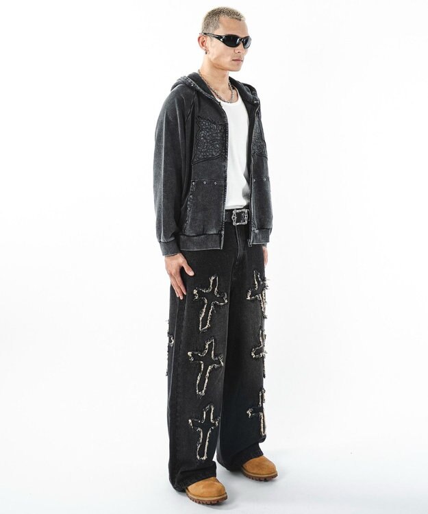 WEGO パウダーブリーチスタッズZIPパーカー スミクロ