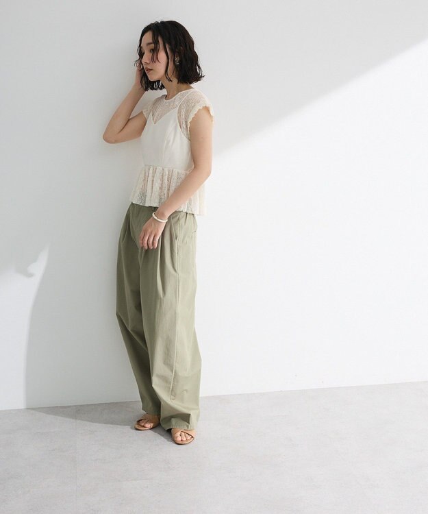 Green Parks ・ＥＬＥＮＣＡＲＥ　ＤＵＥ　ドッキングレースブラウス Off White