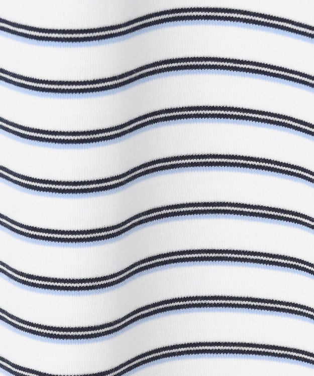 UNFILO コットンスムース レイヤードインナー ランダムボーダー(オフ×ブラック糸)