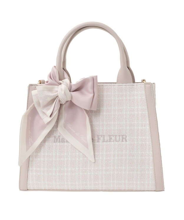 Maison de FLEUR スカーフ付きツイード2Wayトートバッグ Light Pink