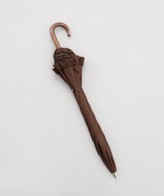 AURORA 【WEB限定】フリル晴雨兼用傘（1段スライドショート） ブラウン
