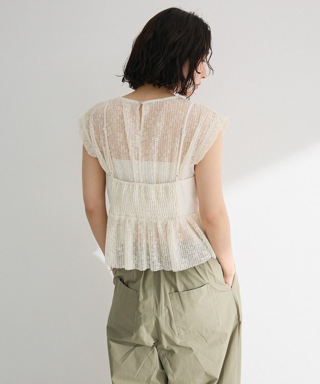 Green Parks ・ＥＬＥＮＣＡＲＥ　ＤＵＥ　ドッキングレースブラウス Off White