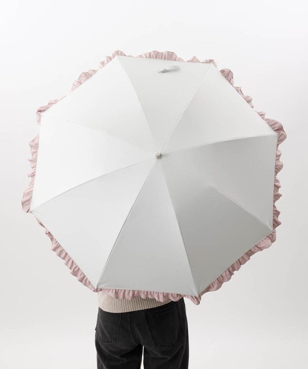 AURORA 【WEB限定】フリル晴雨兼用傘（1段スライドショート） ホワイト
