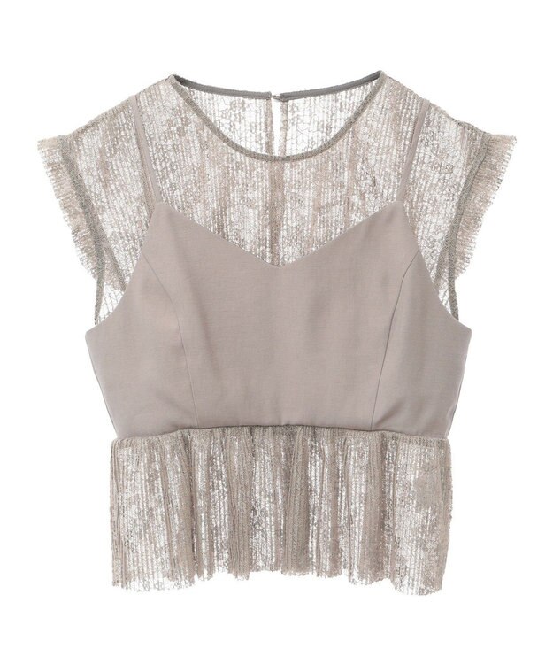 Green Parks ・ＥＬＥＮＣＡＲＥ　ＤＵＥ　ドッキングレースブラウス Gray Beige