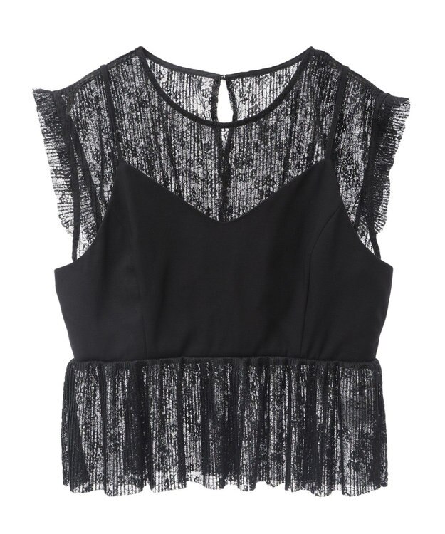 Green Parks ・ＥＬＥＮＣＡＲＥ　ＤＵＥ　ドッキングレースブラウス Black