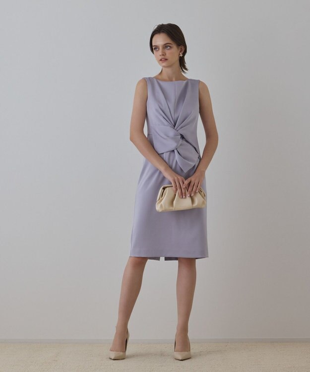 GRACE CONTINENTAL サテンクロスドレープワンピース ラベンダー