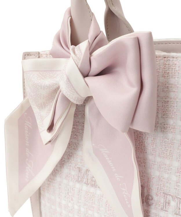 Maison de FLEUR スカーフ付きツイード2Wayトートバッグ Light Pink