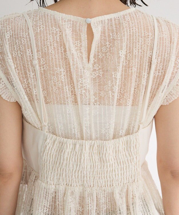 Green Parks ・ＥＬＥＮＣＡＲＥ　ＤＵＥ　ドッキングレースブラウス Off White