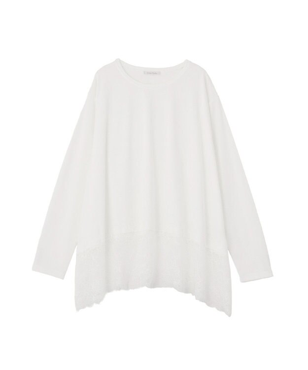 Green Parks 裾イレヘムレースドッキングプルオーバー Off White