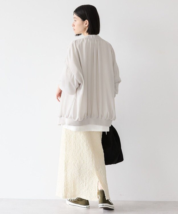 AMERICAN HOLIC リバーシブルシフォン×チュールブルゾン Light Gray