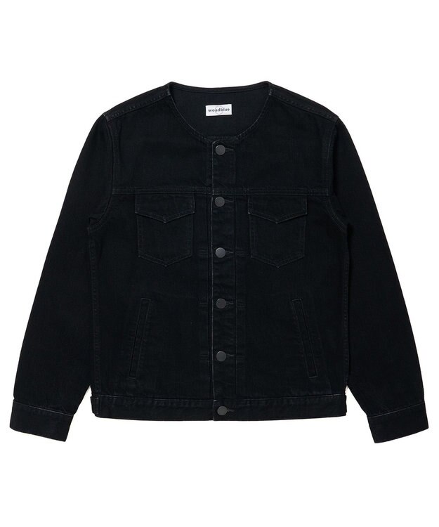 woadblue NOERIE -ノエリエ- / ノーカラーデニムジャケット BLACK