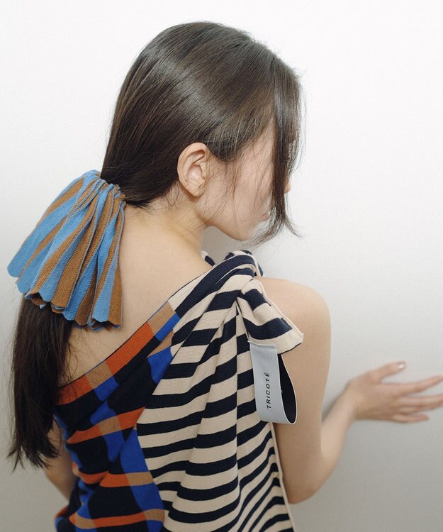 TRICOTE ストライプビッグシュシュ 87BROWN