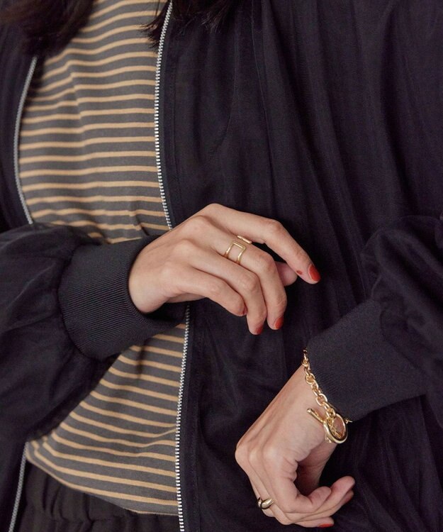 AMERICAN HOLIC リバーシブルシフォン×チュールブルゾン Black