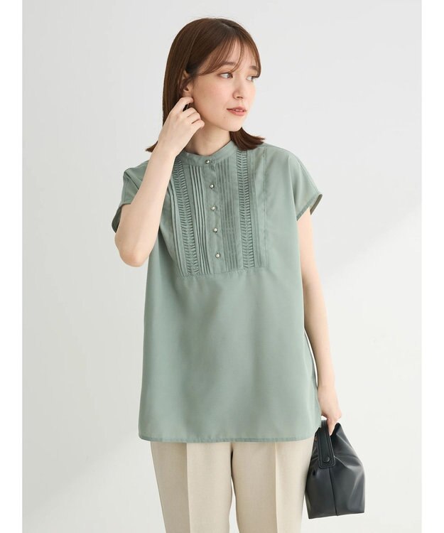 Green Parks ・ＥＬＥＮＣＡＲＥ　ＤＵＥ　ピンタックフレンチブラウス Khaki