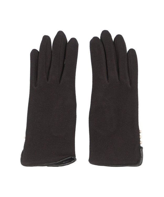 UNBILLION カシュネ cache nez / パールビーズ付きジャージー手袋 ブラック