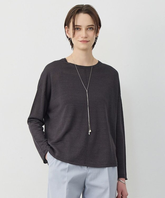 ICB 【先行予約】リネンレーヨンハイゲージ プルオーバーニット チャコール