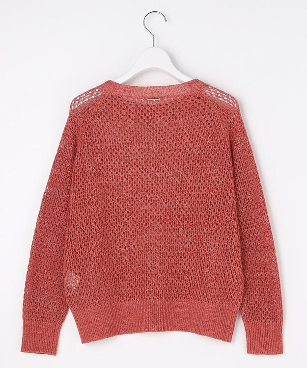 自由区 L リネンミドルゲージメッシュ ニット ピンク