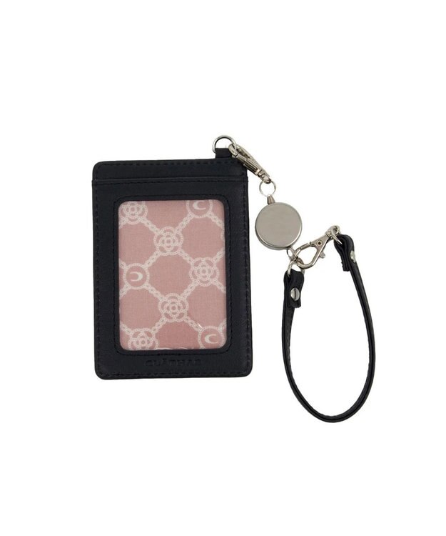 CLATHAS ワッフル リール付きパスケース ネイビー