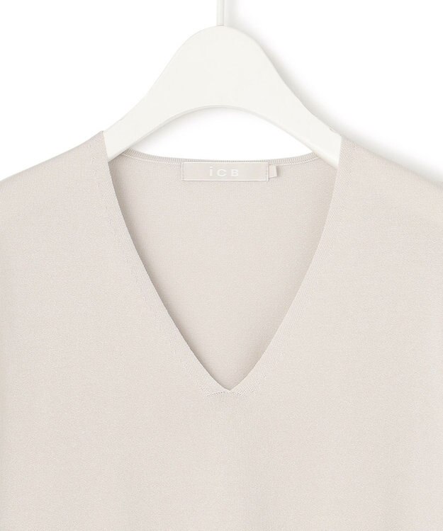 ICB 【WEB限定カラーあり・接触冷感・UVケア・洗える】 シンセティックハイゲージ Vネックプルオーバー トープ系