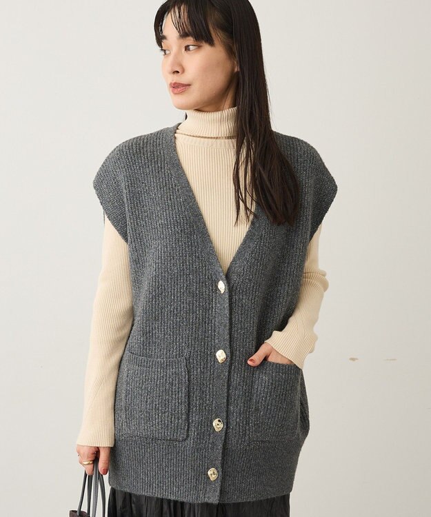 CRAFT STANDARD BOUTIQUE Ｖネックオーバーサイズニットベスト Gray Mixture