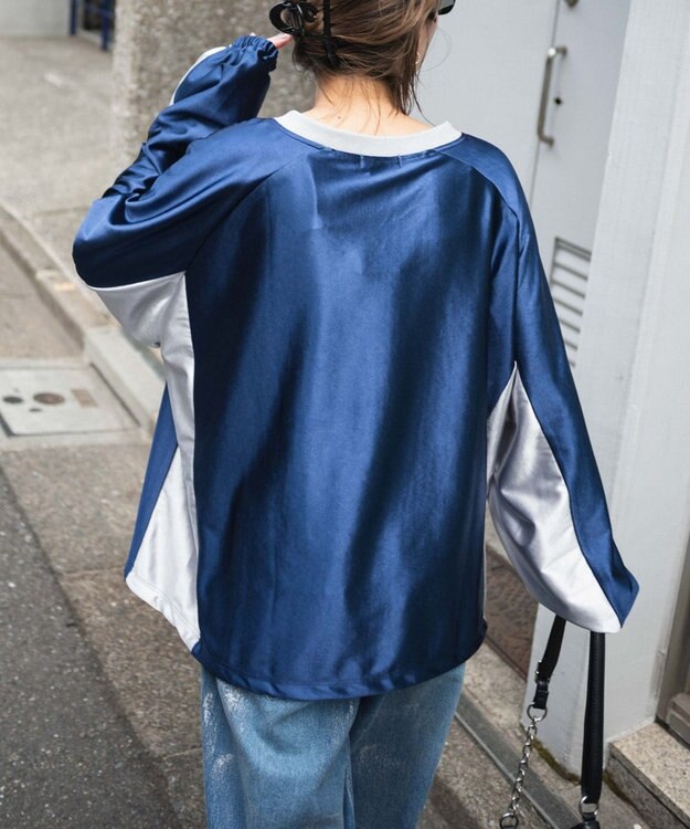 WEGO サテンゲームグラフィックプルオーバー ネイビー