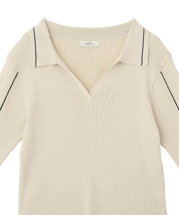 earth music&ecology ラインカラーポロニット ブラック