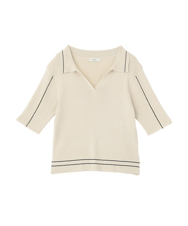 earth music&ecology ラインカラーポロニット ブラック