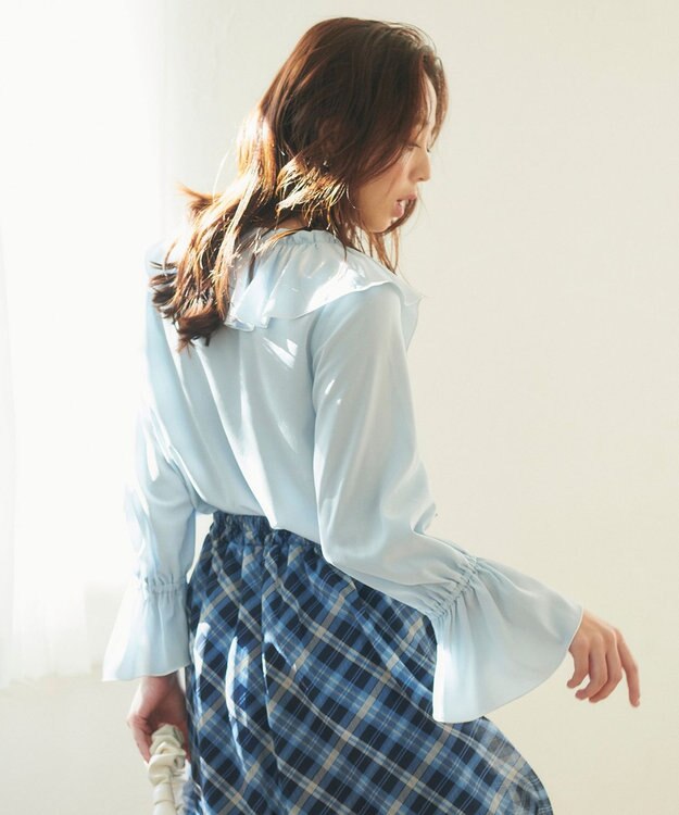 Feroux メローラッフル ブラウス スカイブルー系
