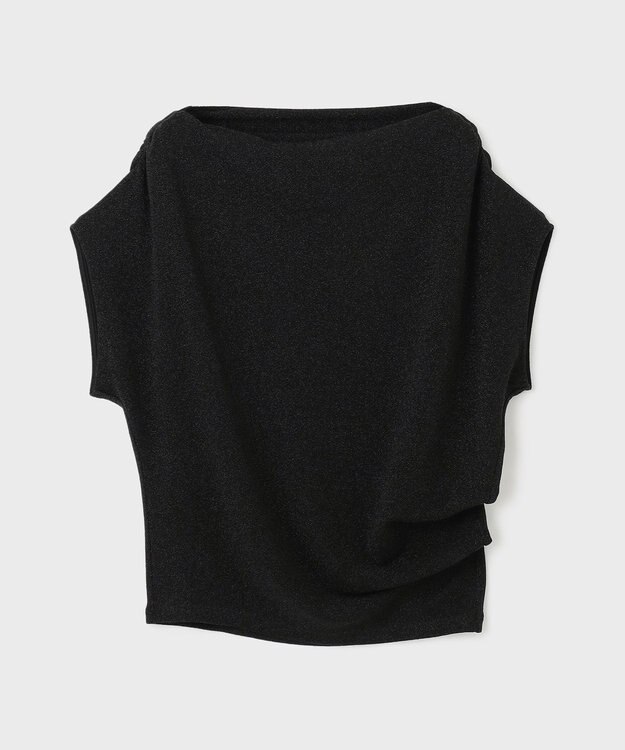 GRACE CONTINENTAL ラメドレープカットトップ ブラック